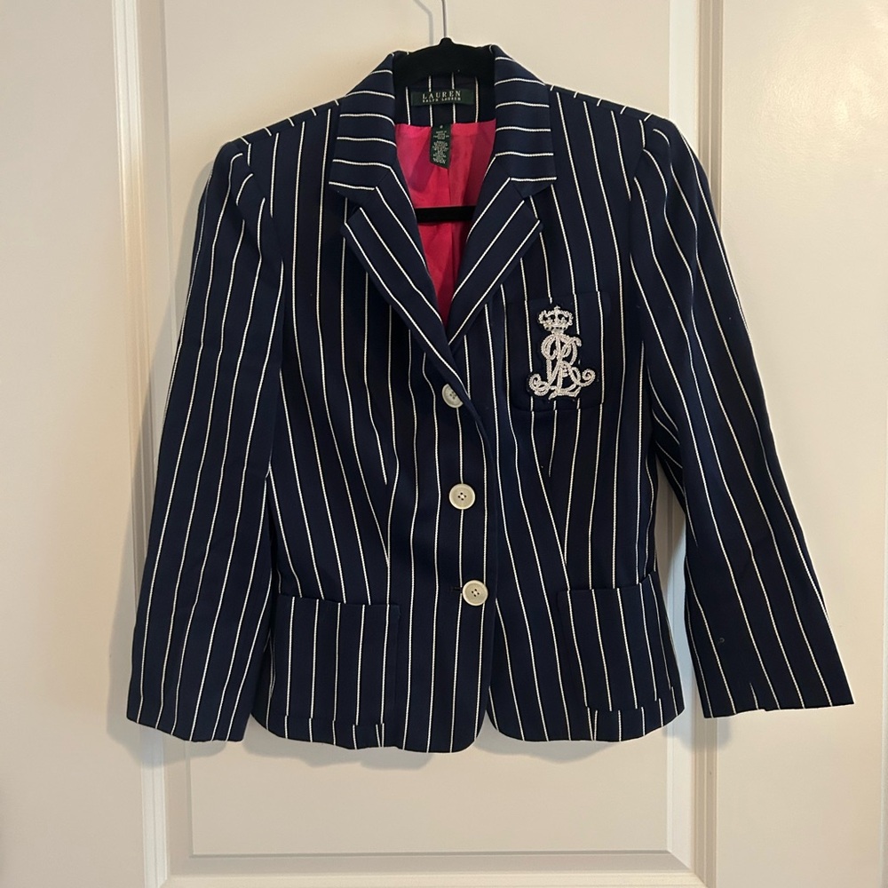 Ralph Lauren Navy and White Striped Blazer